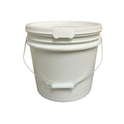 Bucket - 3.5 Gallon Outdoor Metal Handle Bucket with Lid, White Color